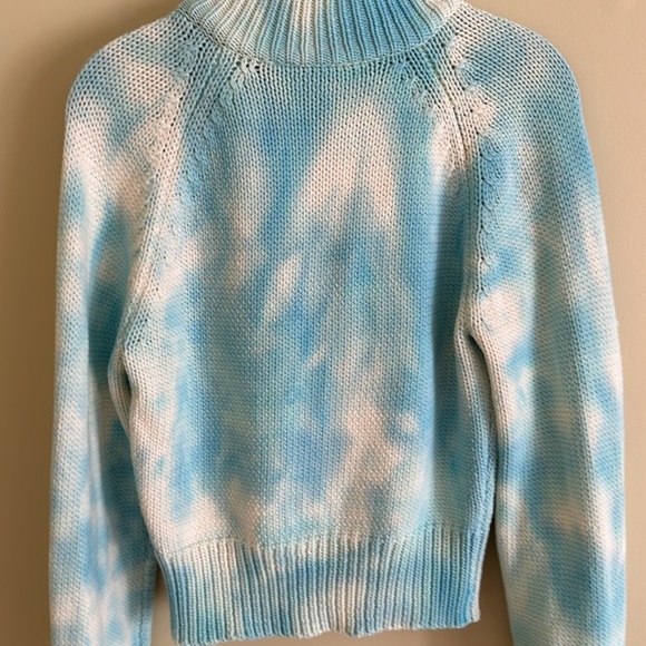 Loveshackfancy Florrie Zip Up Jacket - Soft Aqua Hand DyeTiedye Cardigan Sweater - Picture 12 of 16